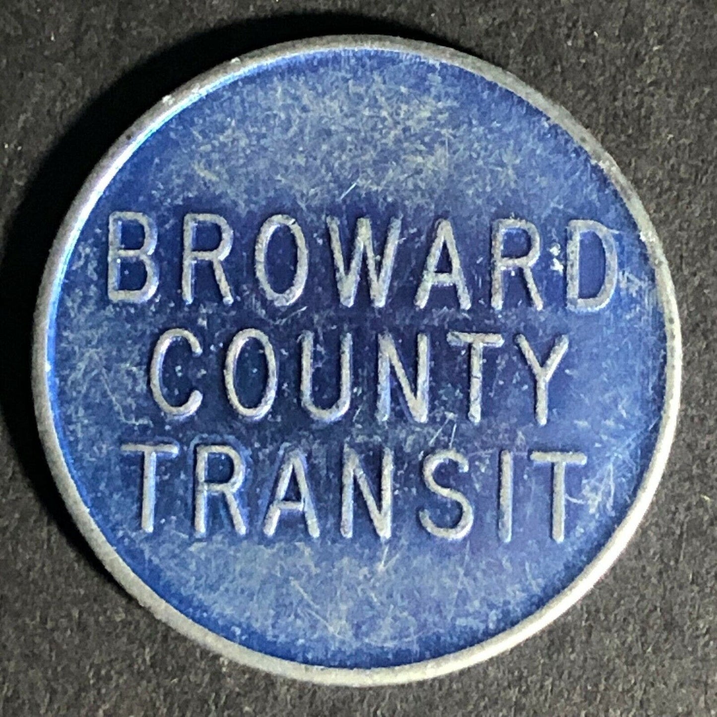 Vintage Blue Broward County Transit (Florida) Good For One Fare Token 23mm