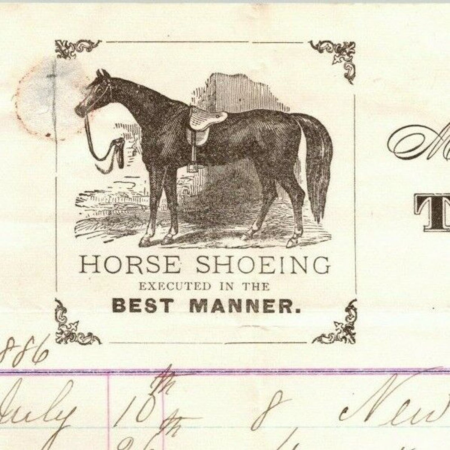 Astoria Queens Letterhead 1887 - B. Magee Practical Horse Shoer Flushing Avenue