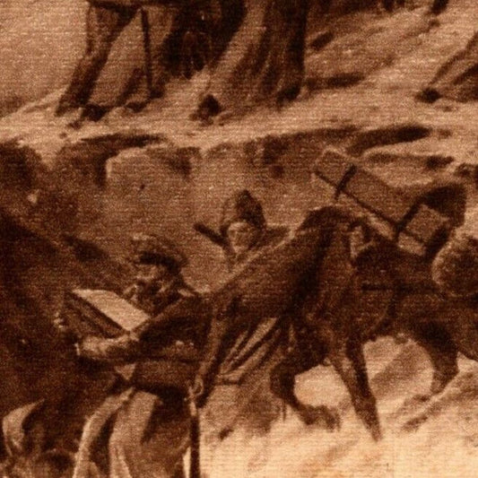 c1914-18 Russian Military Postcard Soldiers Winter March Rocky Mountain Path