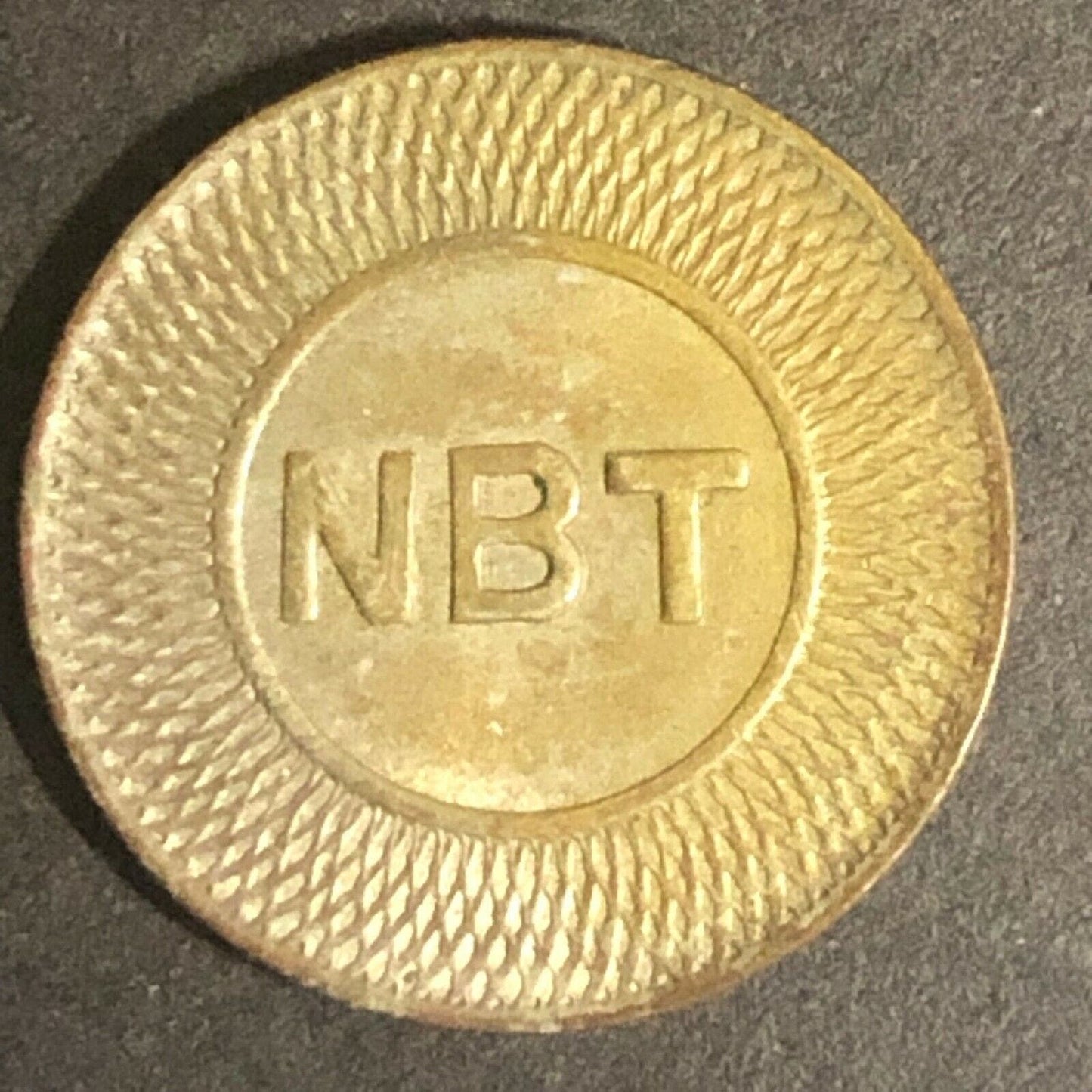 c1940-50's 16mm "NBT" (New Britain Transportation) Brass Transit Token Conn CT