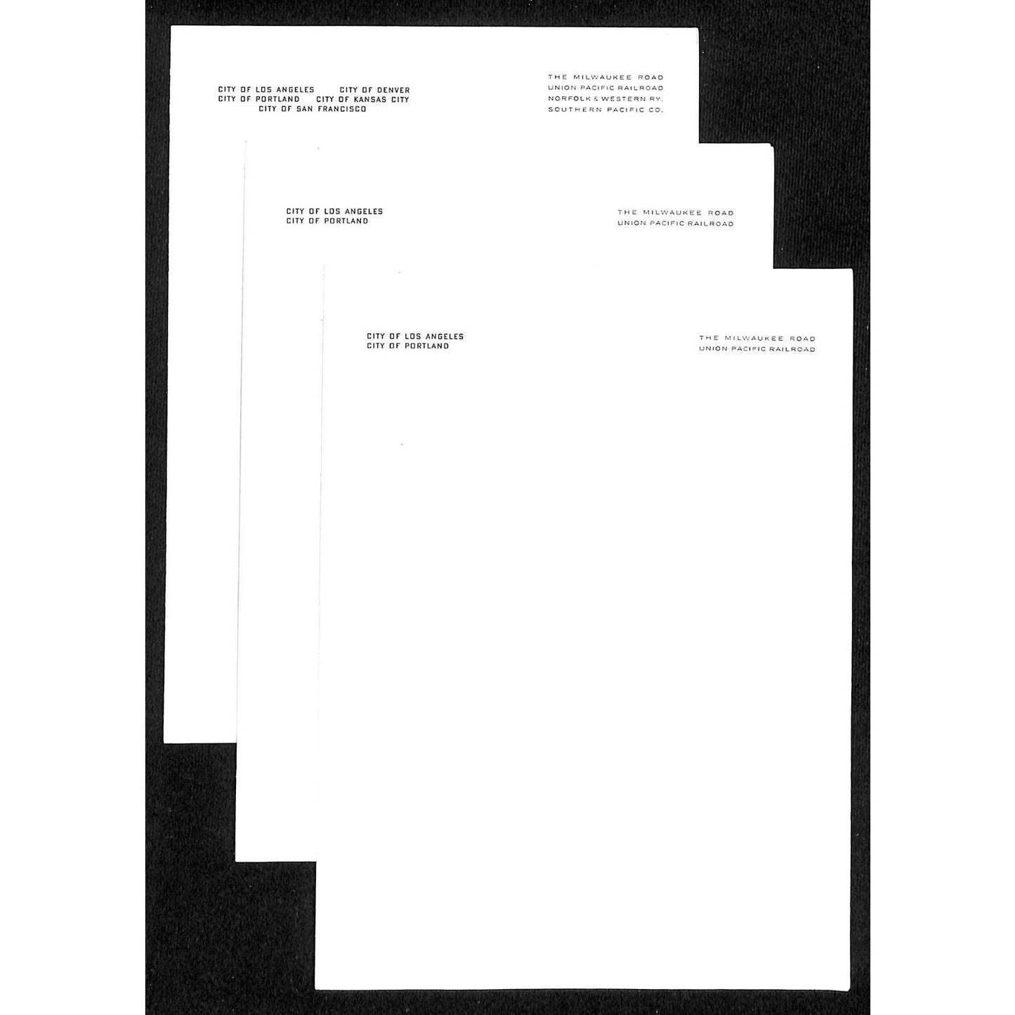 Group of 3 Unused Railroad (Domeliner) Stationary Sheets
