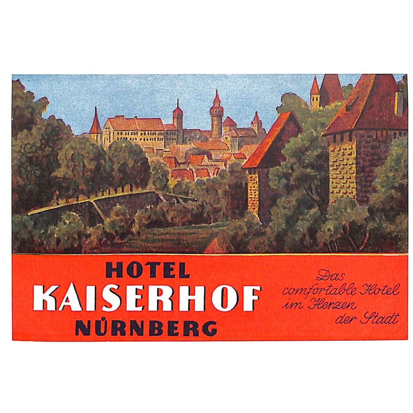Hotel Kaiserhof Nurnberg Luggage Label Vintage NOS VGC Scarce
