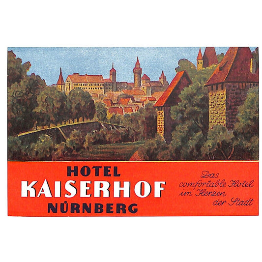 Hotel Kaiserhof Nurnberg Luggage Label Vintage NOS VGC Scarce