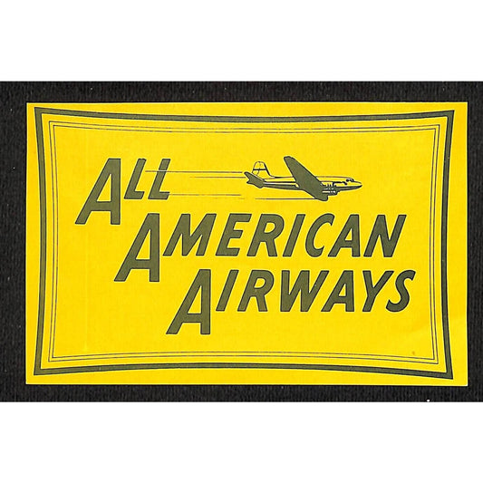 All American Airways Gum Label Jet Action Lines c1950's VGC