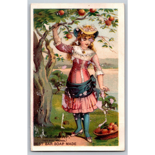 Lautz Bros. / Acme Bar Soap Victorian Trade Card Girl Picks Fruit *Billhead*