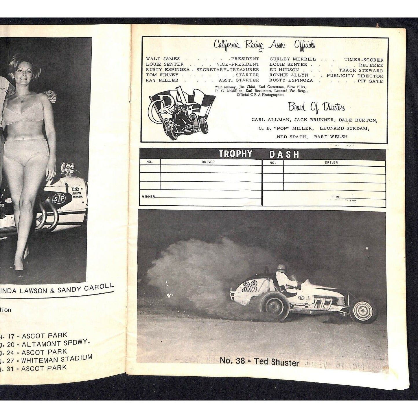 Scarce 1966 Sprint Car Auto Racing CRA Program 16pp.