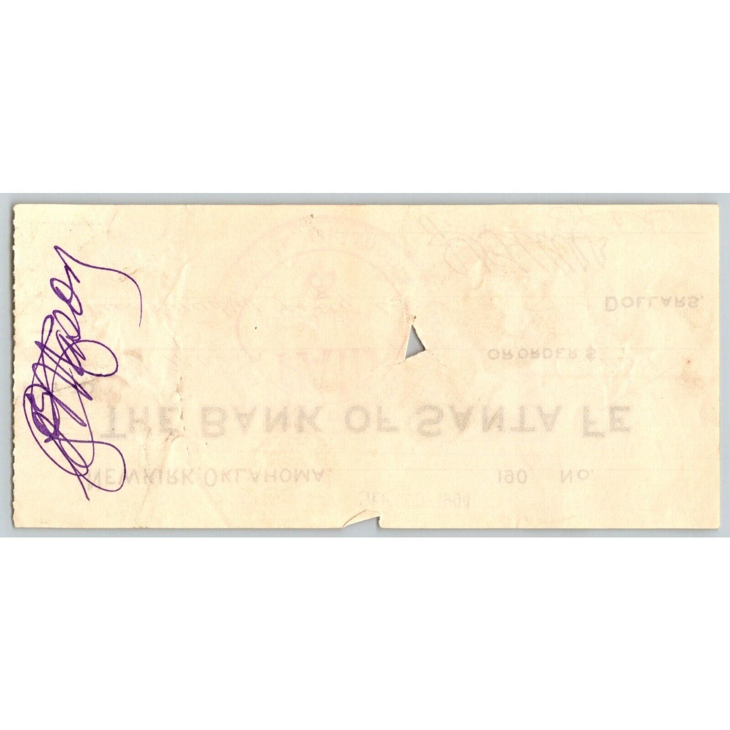 Newkirk, Oklahoma Territory 1904 $448 "Bank of Santa Fe" Check - Scarce