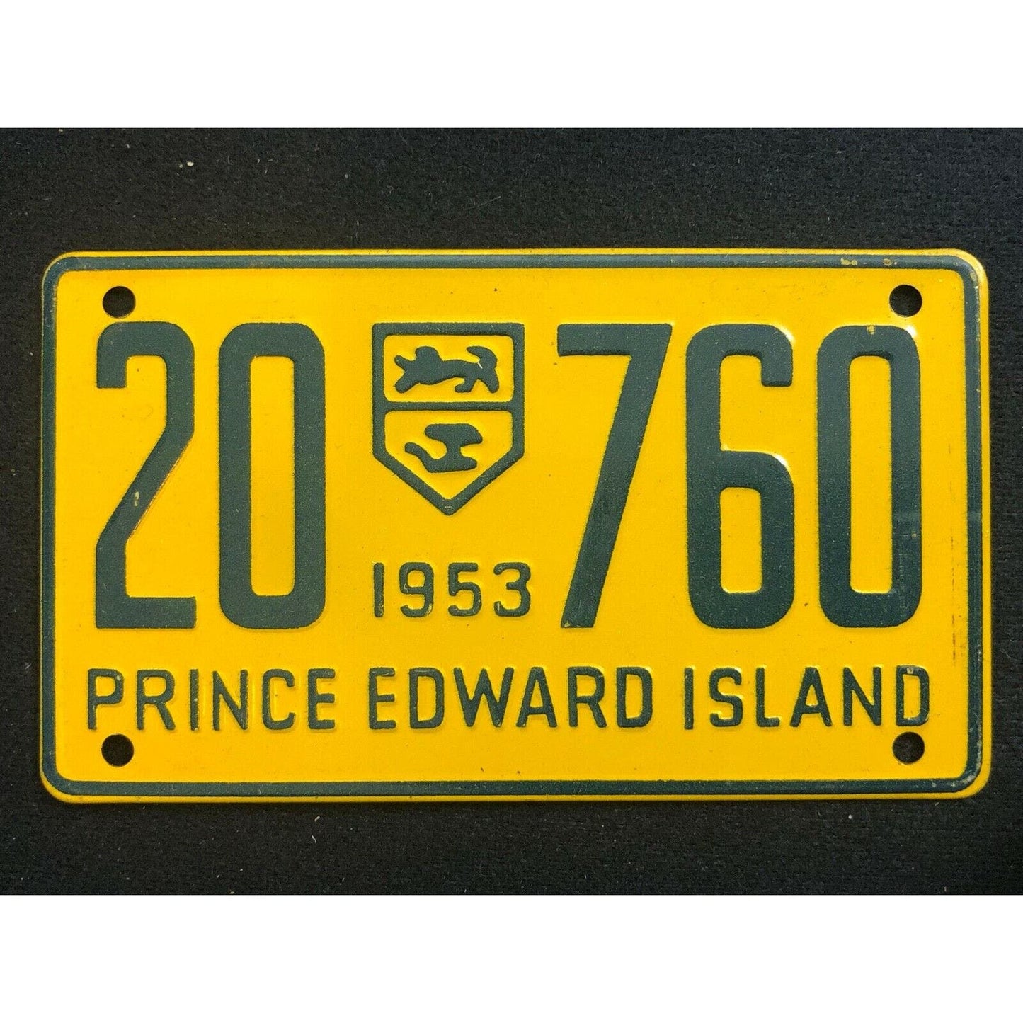 1953-54 General Mills Wheaties Tin Mini Bicycle License Plate - Prince Edward Is