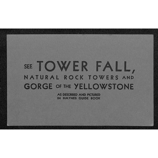 Yellowstone Park, Wyoming Tower Fall / Gorge Haynes Picture Shops Card