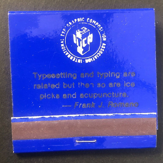 ITCA Typesetting Vintage Full Matchbook c1960's-73 Scarce