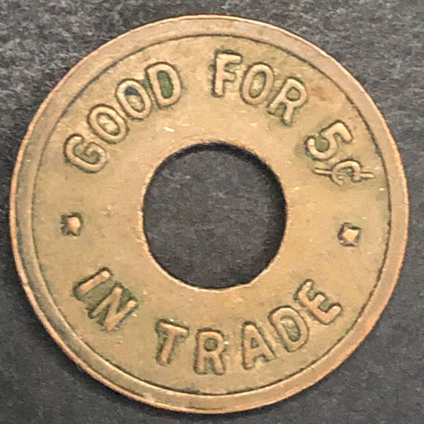 Freewater, Oregon Otto Giles G/F 5c Trade Token Brass Donut 21mm Scarce