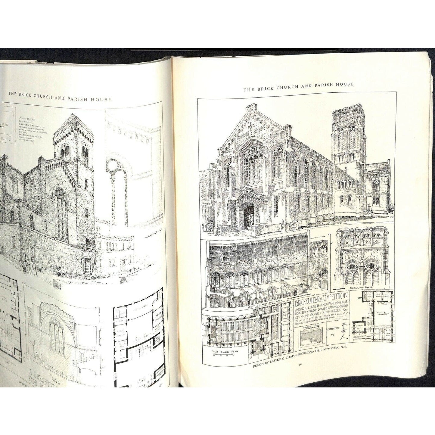 Scarce 1915 "The Brick Church and Parish House" 80pp. Large Format Designs