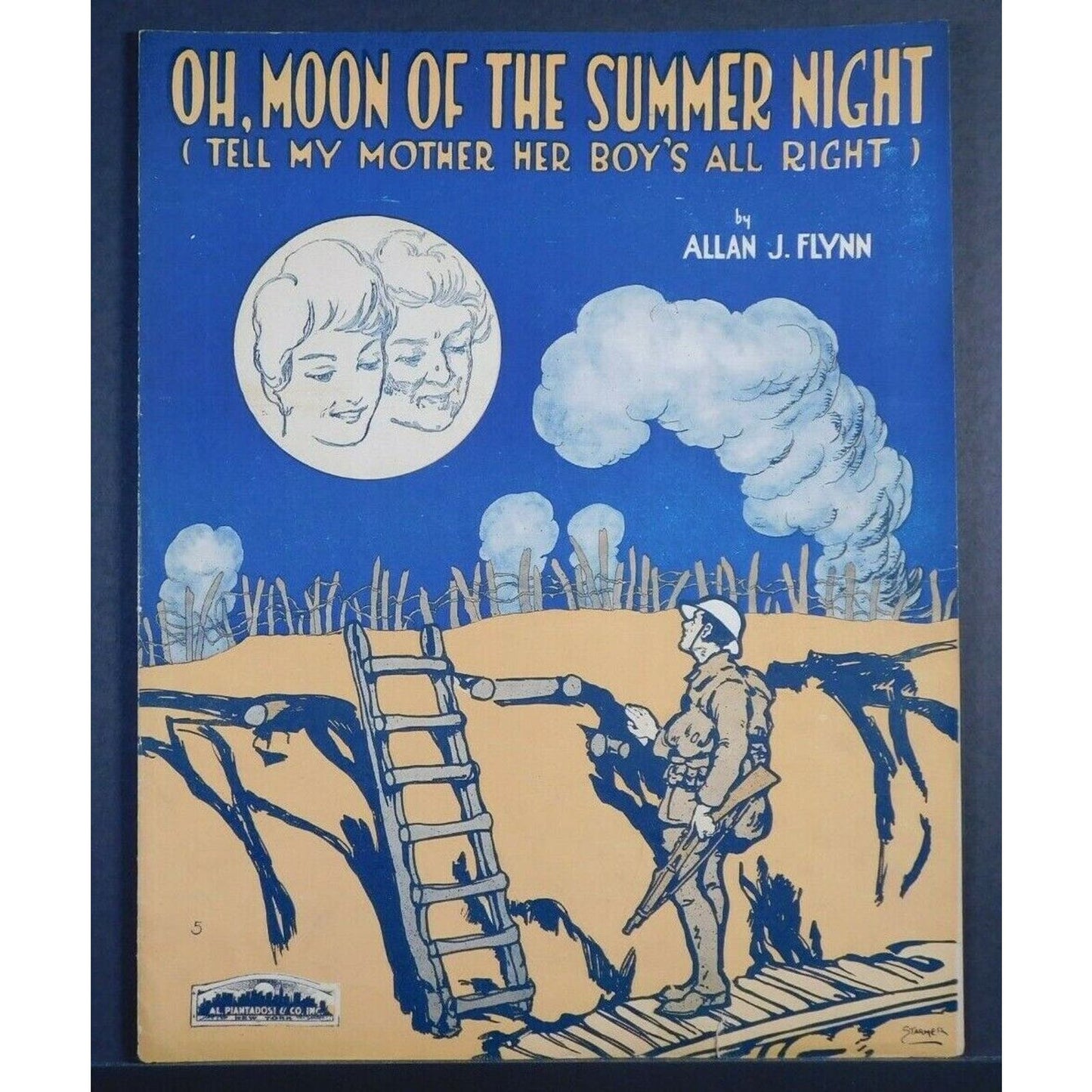 WWI Sheet Music - "Oh, Moon Of The Summer Night - Tell My Mother Her Boy's All..