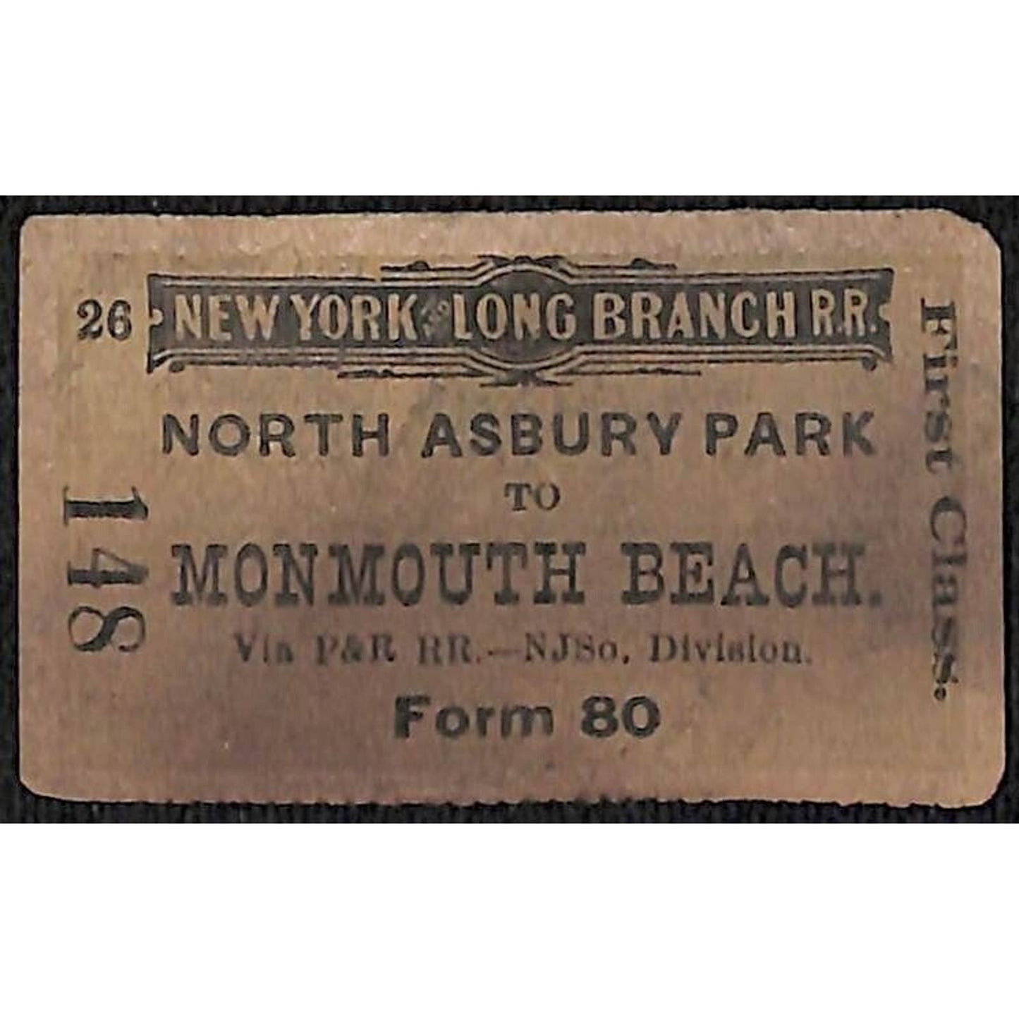 New York & Long Branch Railroad 1896 Monmouth Beach / North Asbury Park #148