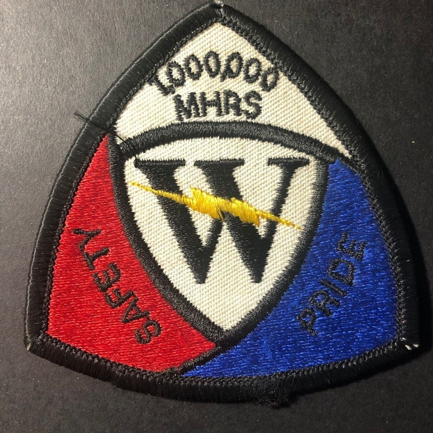 Safety / Pride / 1,000,000 Man Hours "W" Vintage Embroidered Patch c1970's
