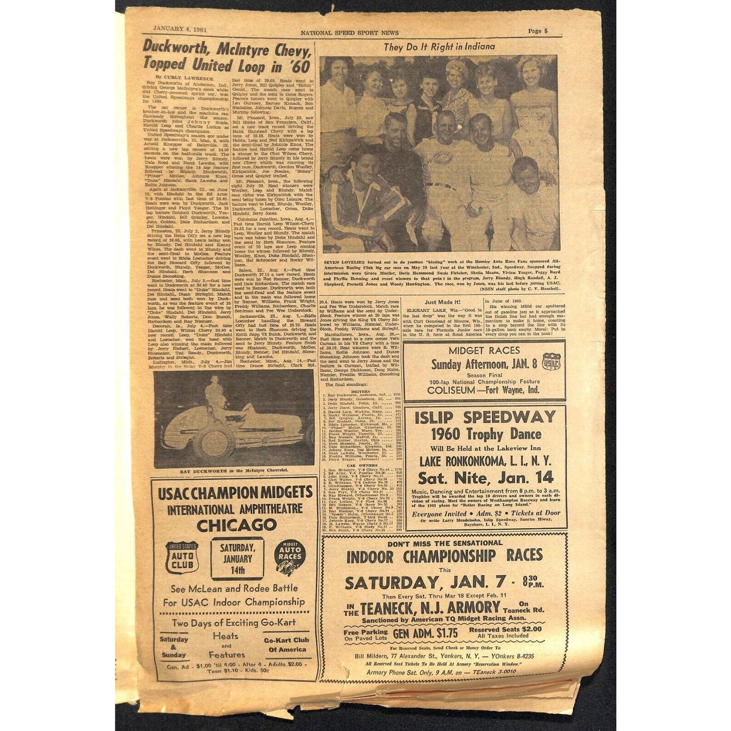 National Speed Sport News 1/4 1961 Roberts and Northam Midget Wins Racing 11pp
