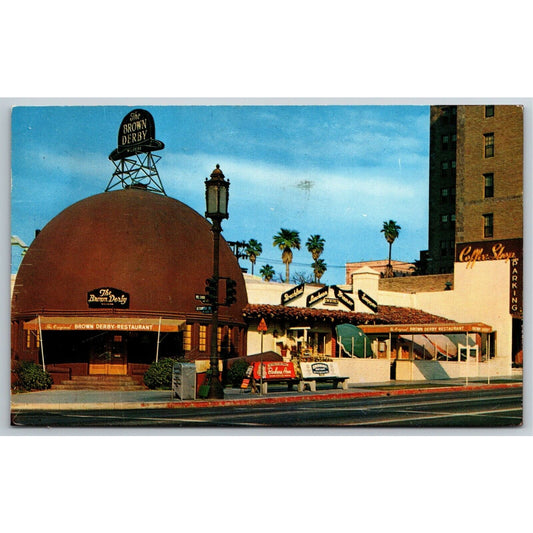 Vintage Postcard Brown Derby Restaurant Los Angeles PM 1966