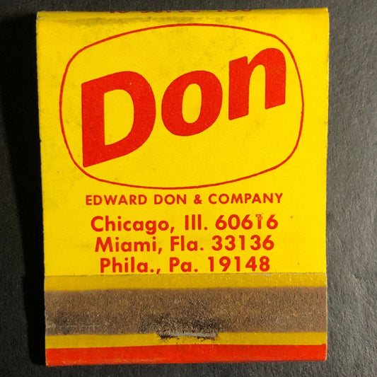 Edward Don & Company (Food Service) Chicago Full Matchbook c1968-73* Scarce VGC