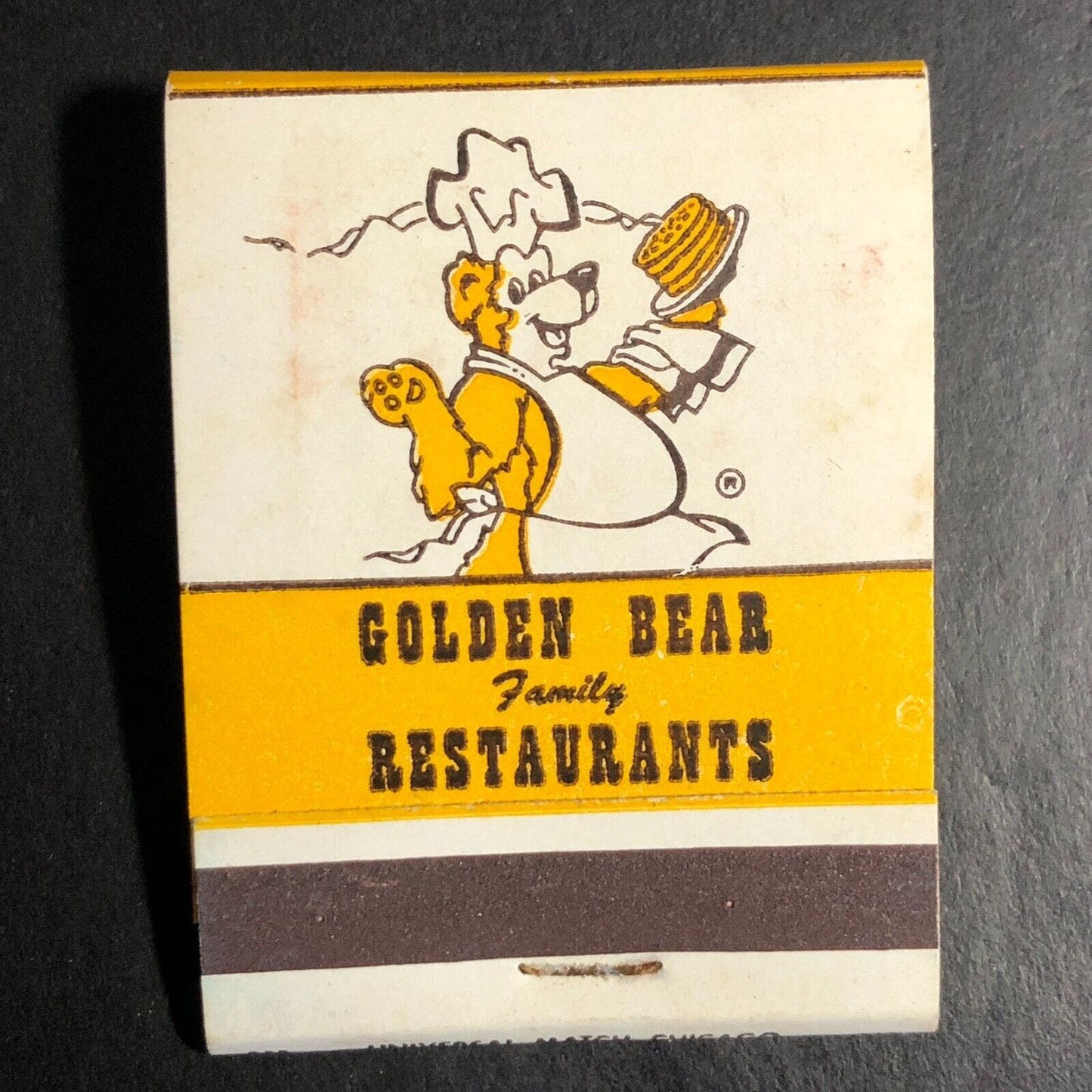 Golden Bear Restaurants HQ Elmwood Park, IL Full Matchbook c1968-73