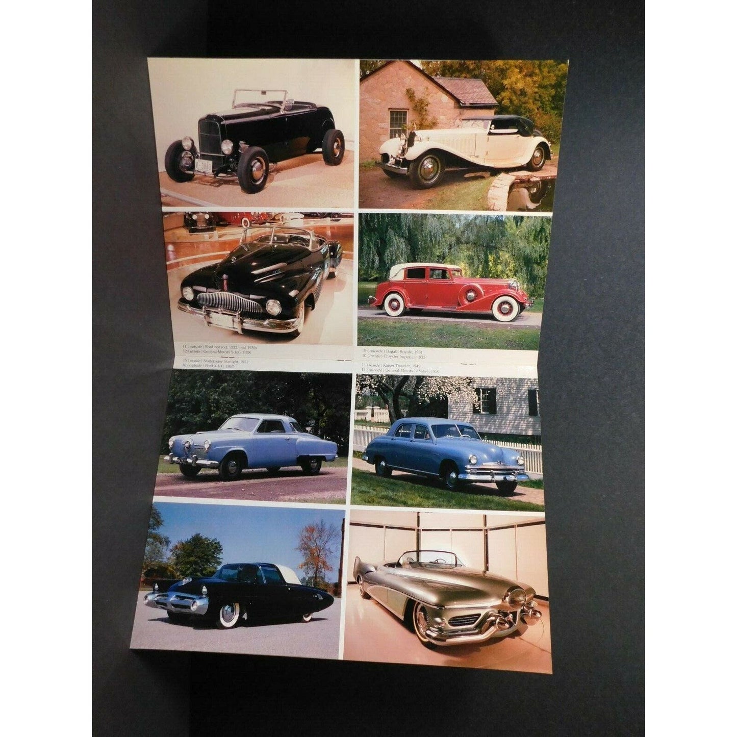 1989 Historic Cars Photo Postcard Book - 24 Glossy Tear-Outs - Mint Condition