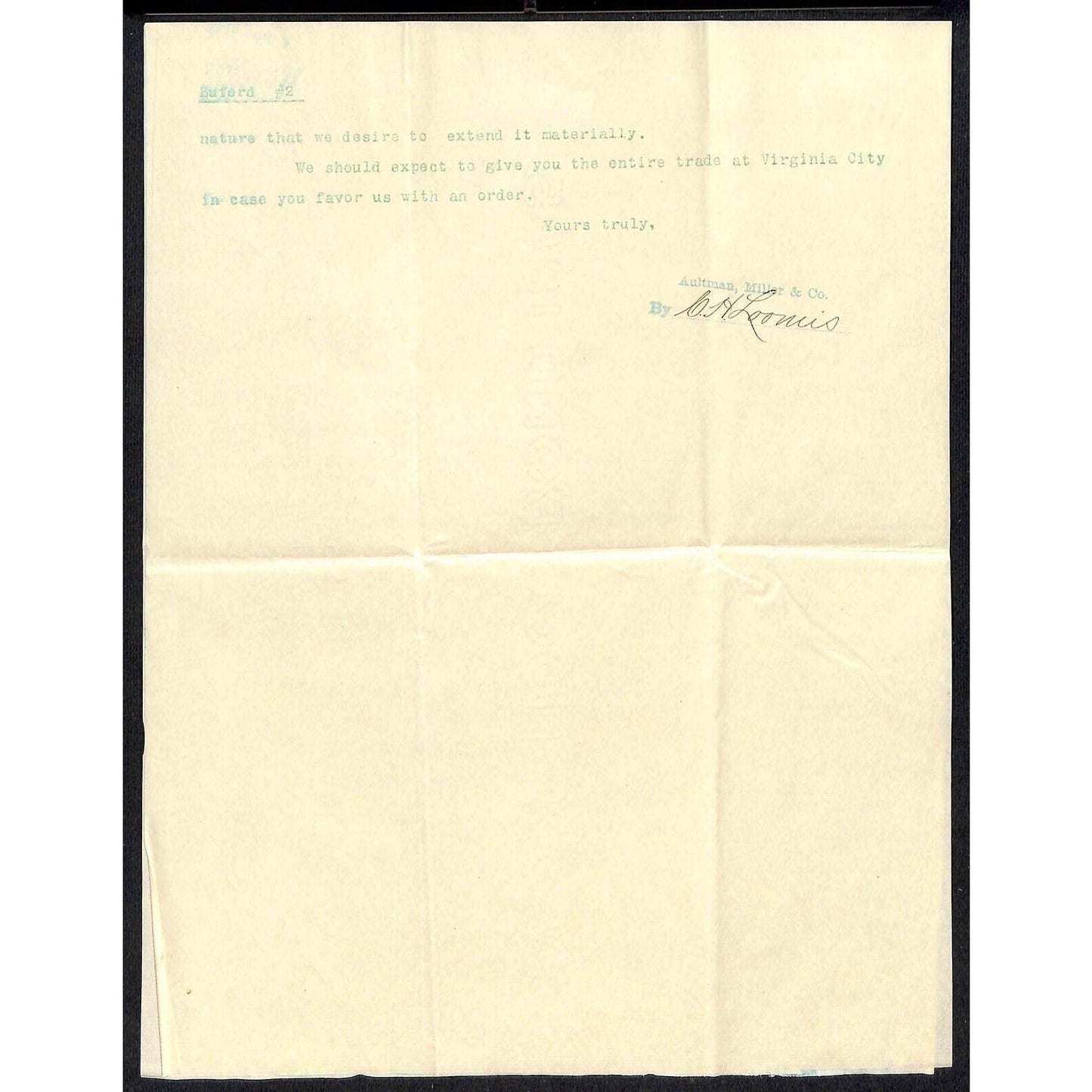 Aultman, Miller & Co. Buckeye Harvesting Akron, OH 1897 Letterhead S.R. Buford*