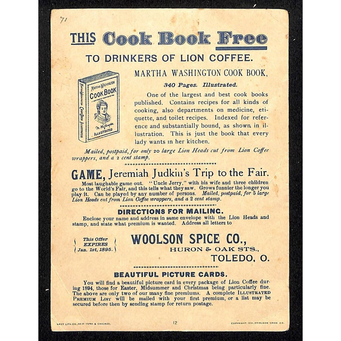 Lion Coffee Large Victorian Trade Card Child Plays w/ Baby Chicks Outdoors