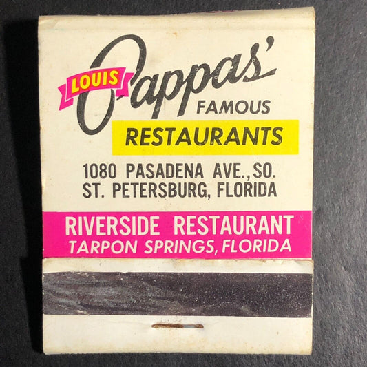 Louis Pappas Restaurants St Petersburg FL Half Full (-7) Matchbook c1960's-73
