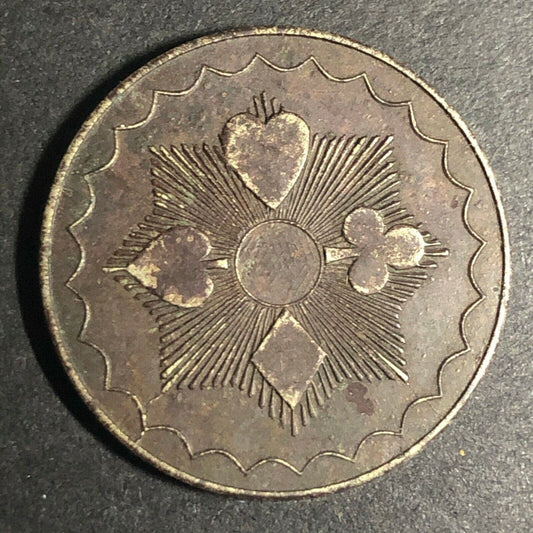 Brass 22.51mm U.S. "1" Four Suits Radiant Gaming Counter Token Fauver Collection