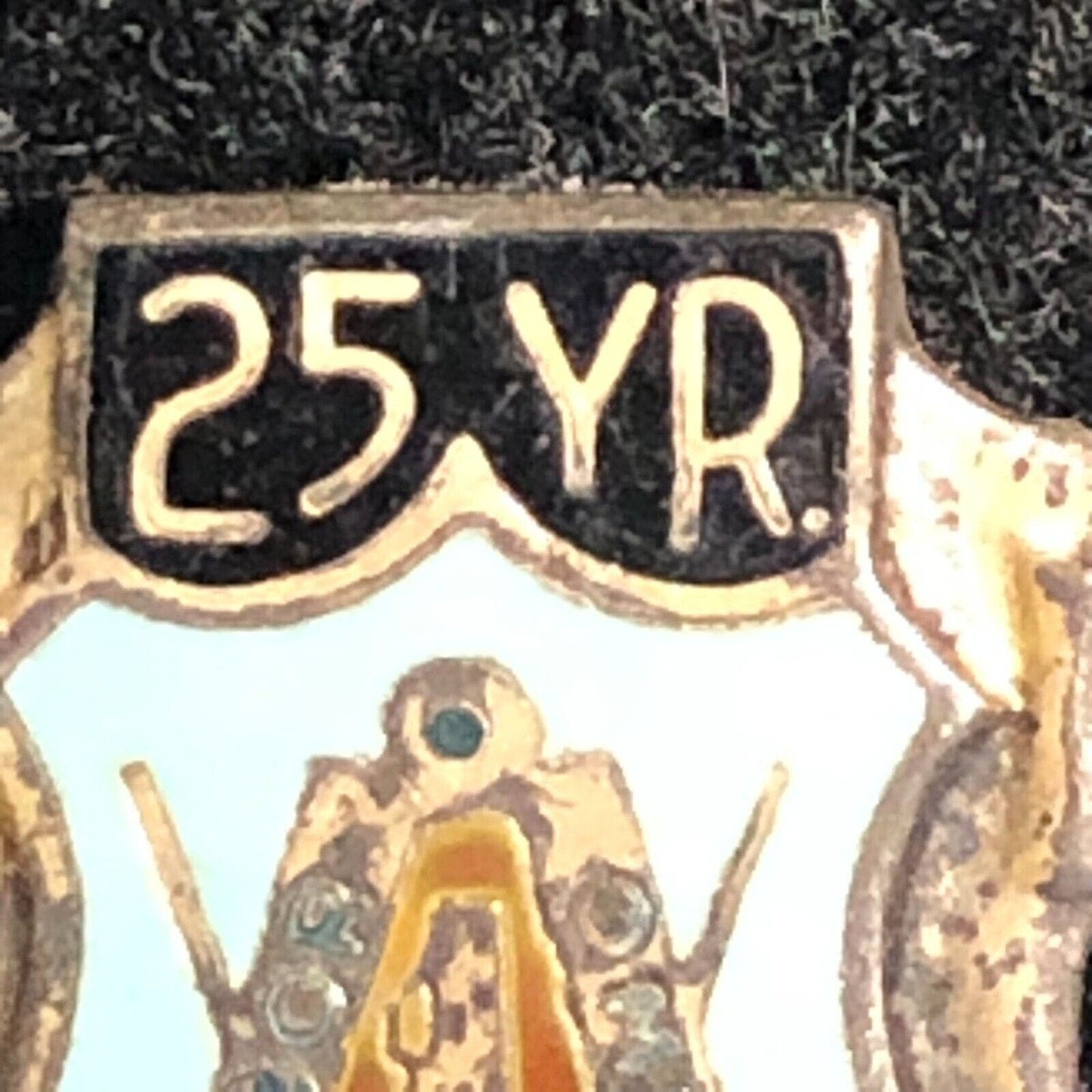 Vintage Masonic Baby Blue Enameled 25 Year Pinback Lapel Pin - Sterling