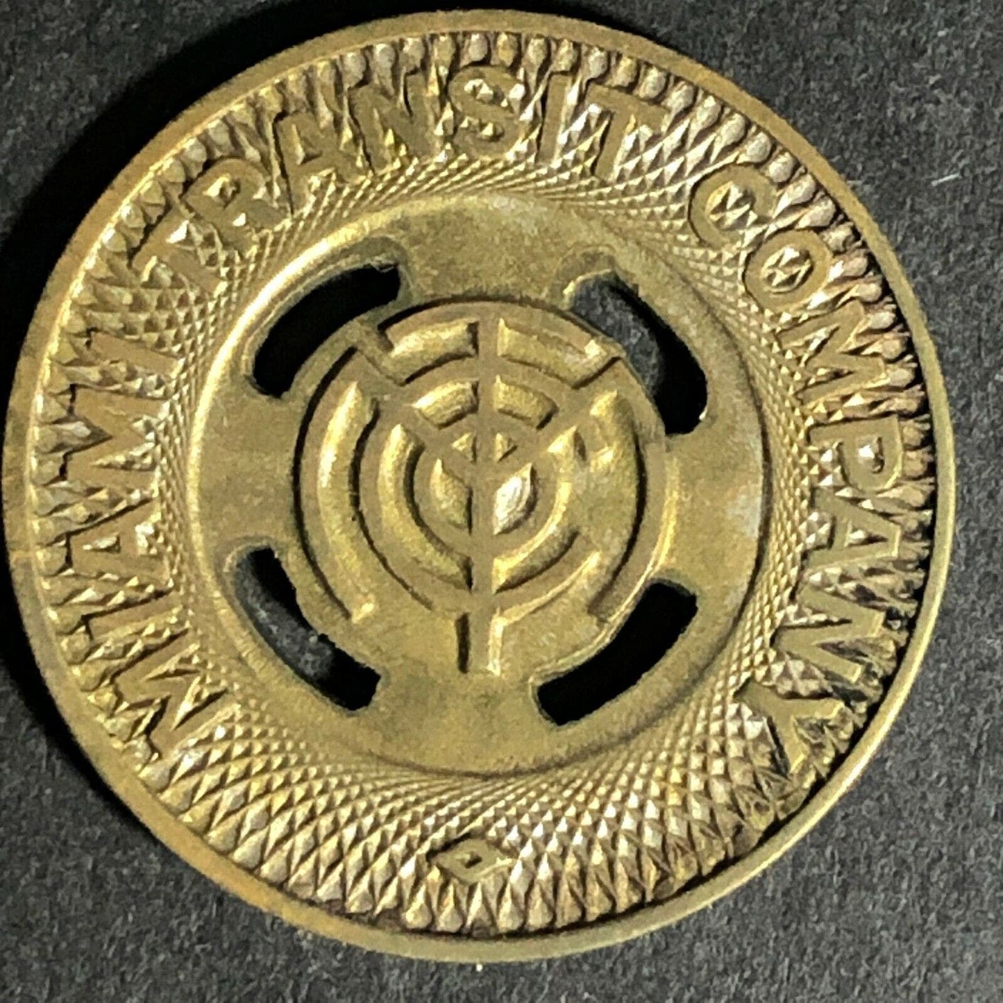 Vintage "Miami Transit Co." "MTC" Token 23mm c1938