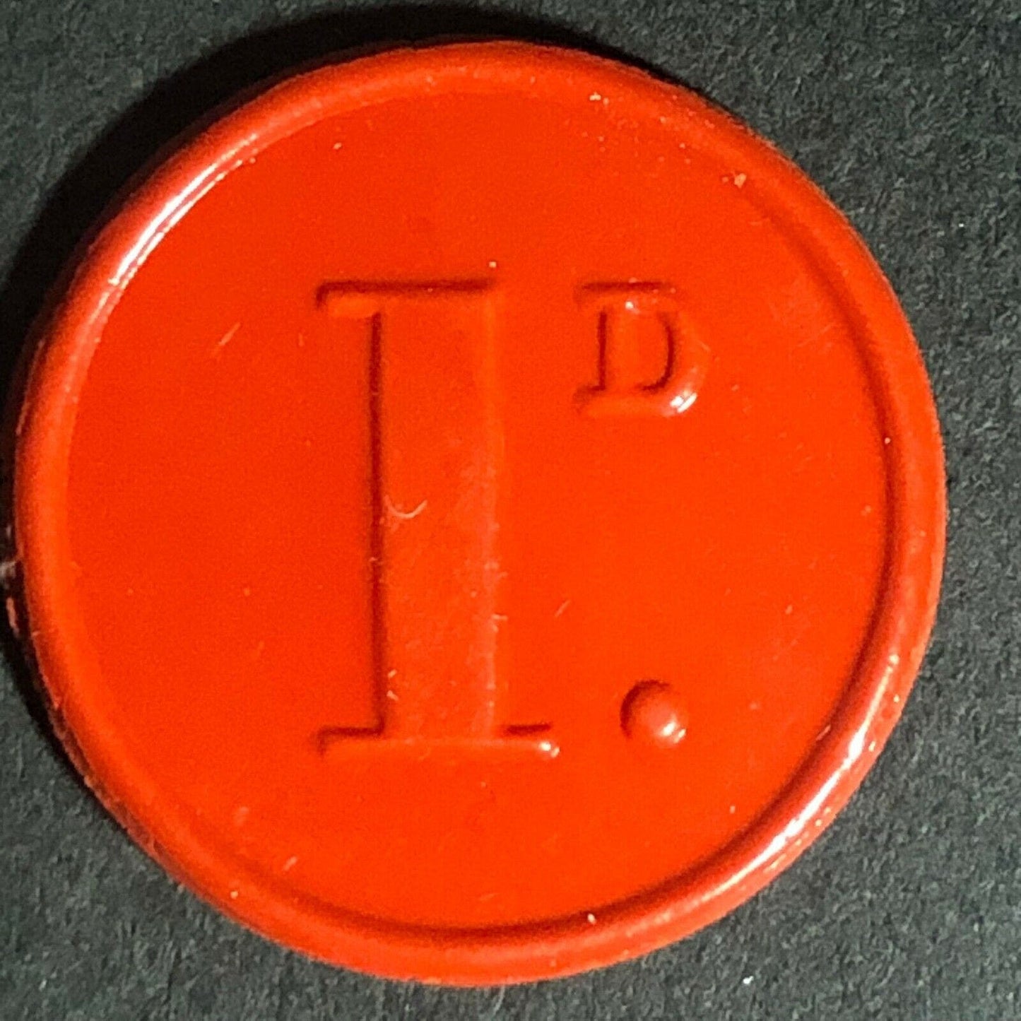 Chesterfield Transport England Plastic Token Red 1D 22mm c50's-60's