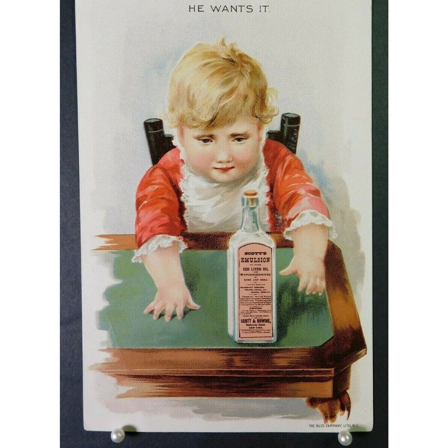 Victorian Advertising Trade Card - "He Wants It" Scott's Emulsion - NY