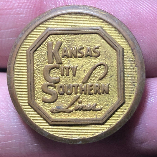 Kansas City Southern Lines Railway Brass Uniform Button 3/4" Waterbury