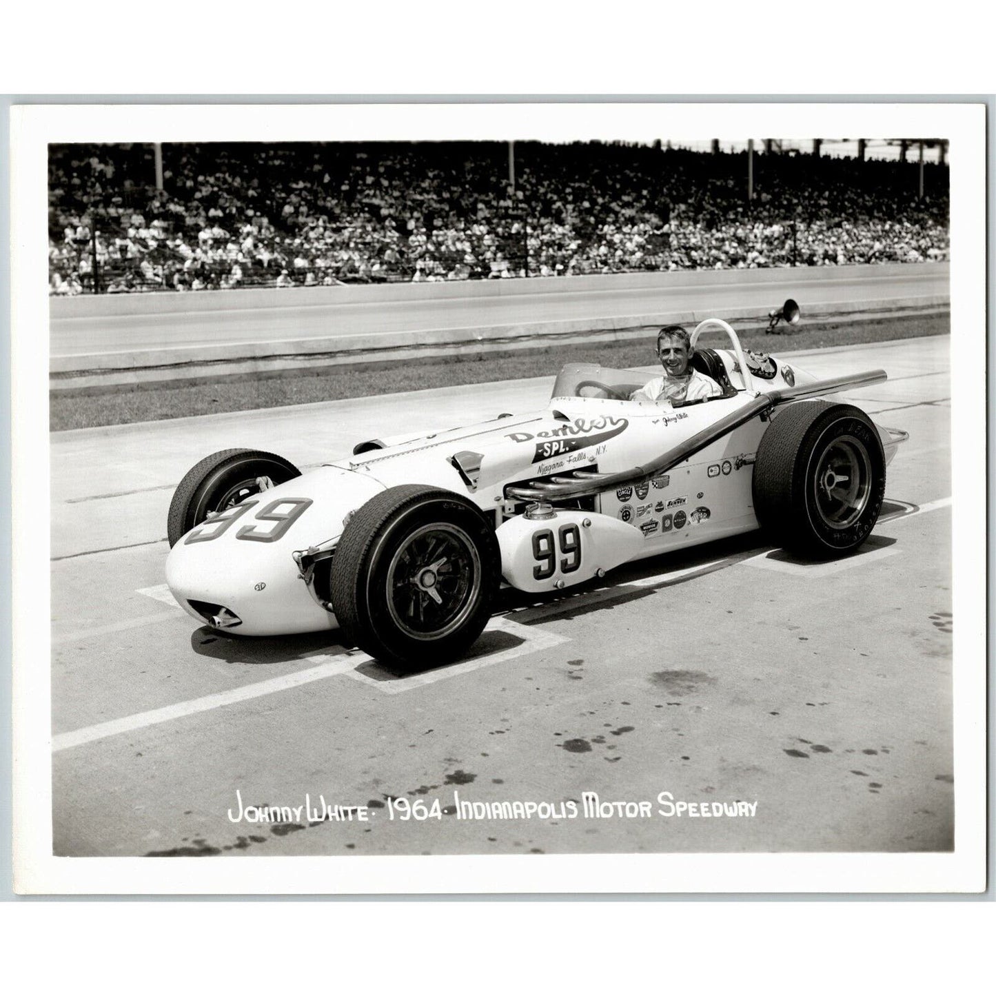 Indy 500 1964 Johnny White Demler Special 8x10 B&W Original Photo - Stamped