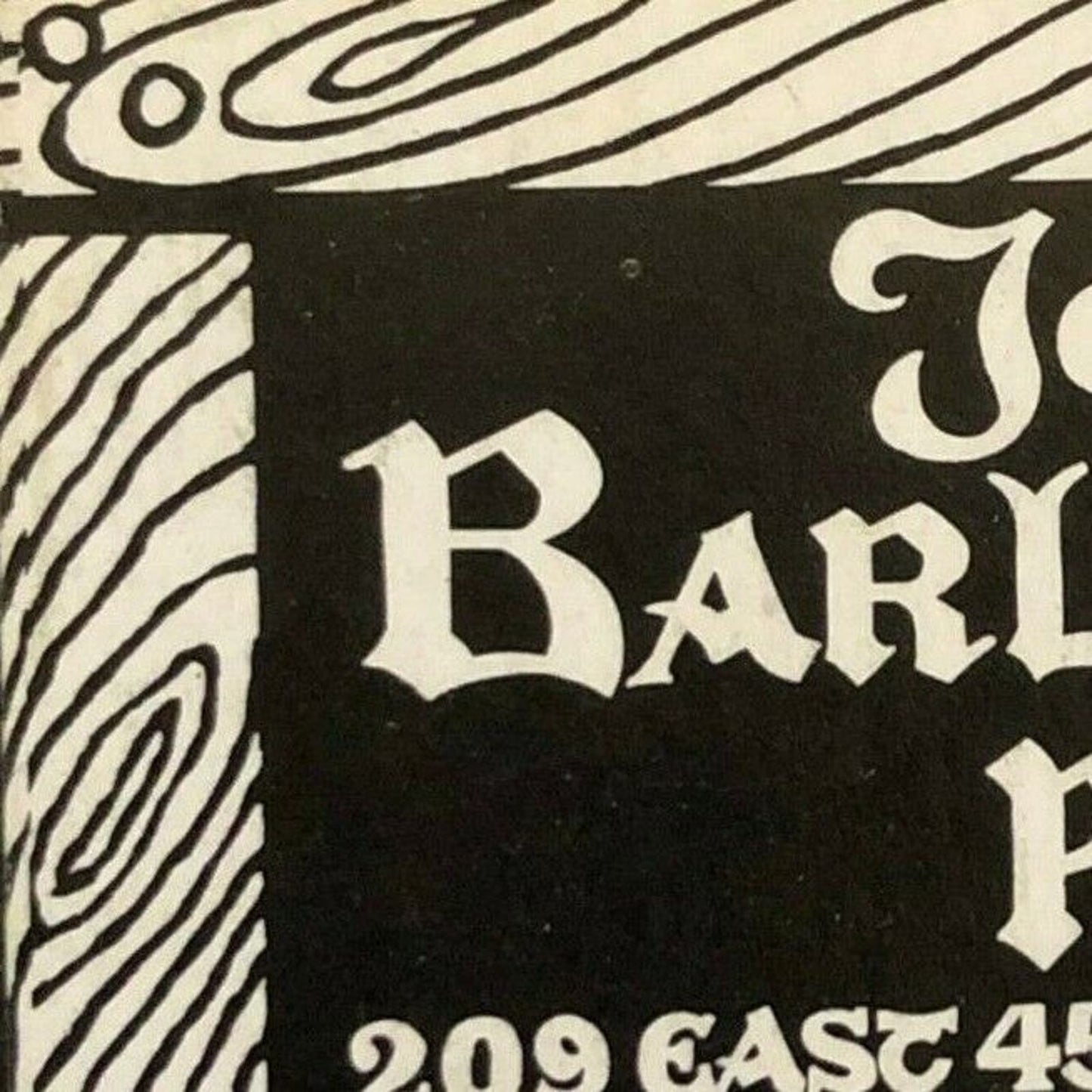c1960's-70's Wooden Matchbox Matchbook "John Barleycorn Pub" 45th St. NYC