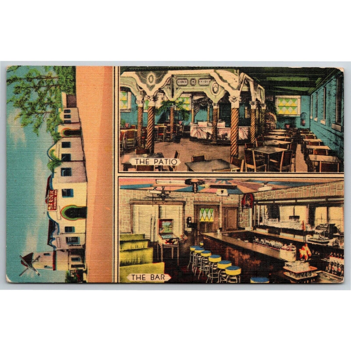 Vintage Linen Advertising Postcard "The Frolic" Dine Dance Bar Patio Tampa, FL