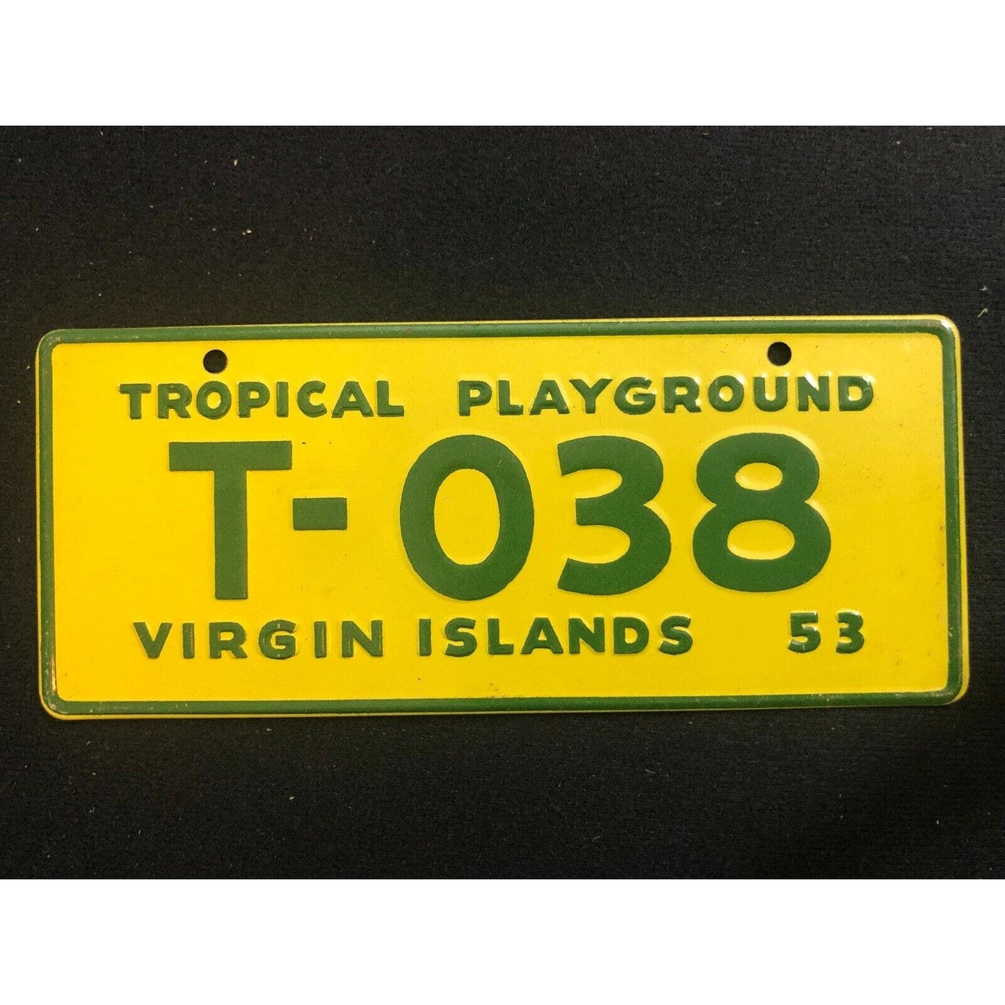 1953-54 General Mills Wheaties Tin Mini Bicycle License Plate - Virgin Islands