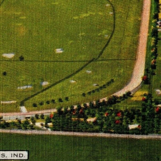 Indy 500 Linen Postcard 1935 "The Speedway, Indianapolis, IND" Unposted - VGC