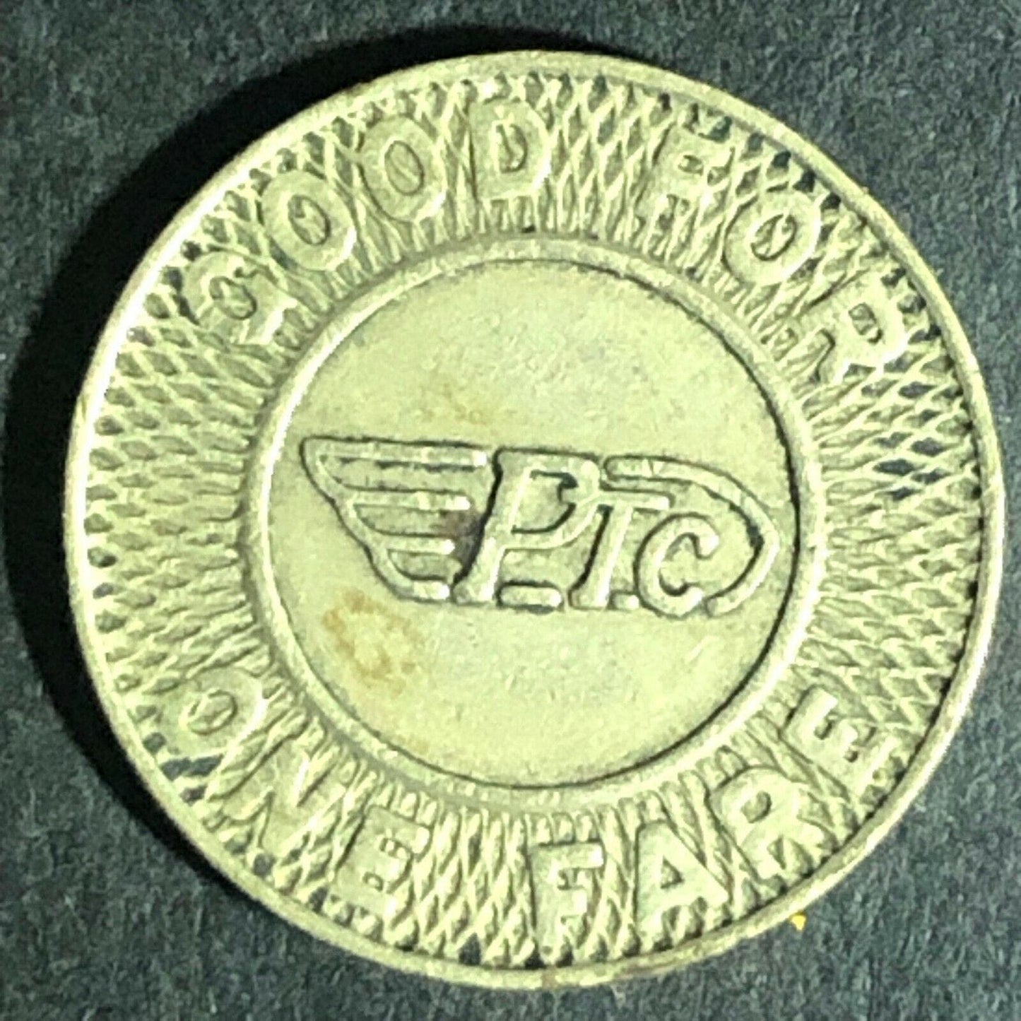 Brass G/F One Fare Transit Token Philadelphia Transportation Co. PTC 16mm (1866)