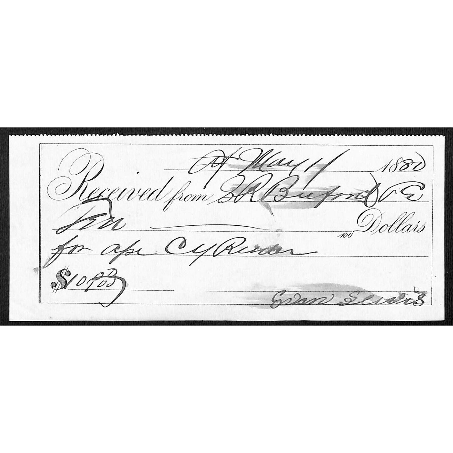 Butte / Virginia City Montana S.R. Buford 1880 Payment Receipt