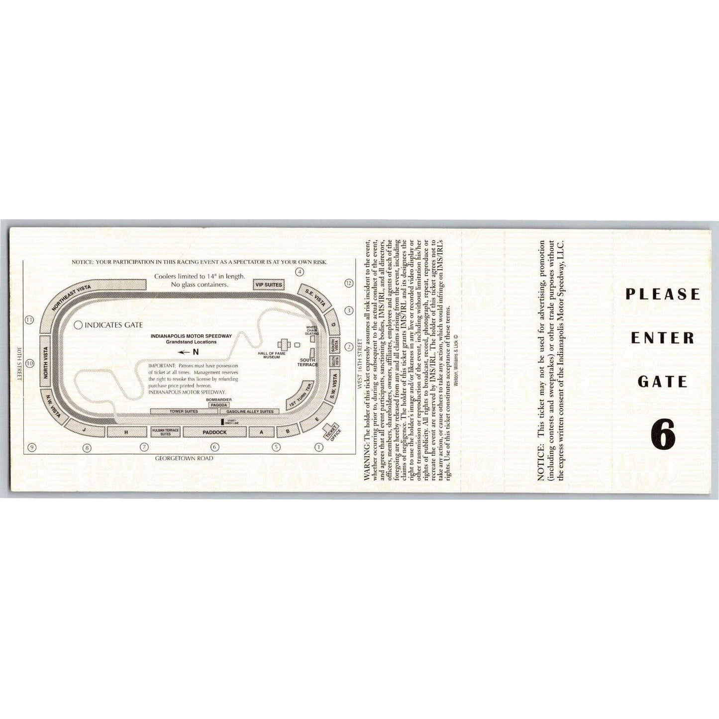 2005 Indy 500 Pagoda Suite Unused Ticket Indianapolis IMS / Buddy Rice 2004