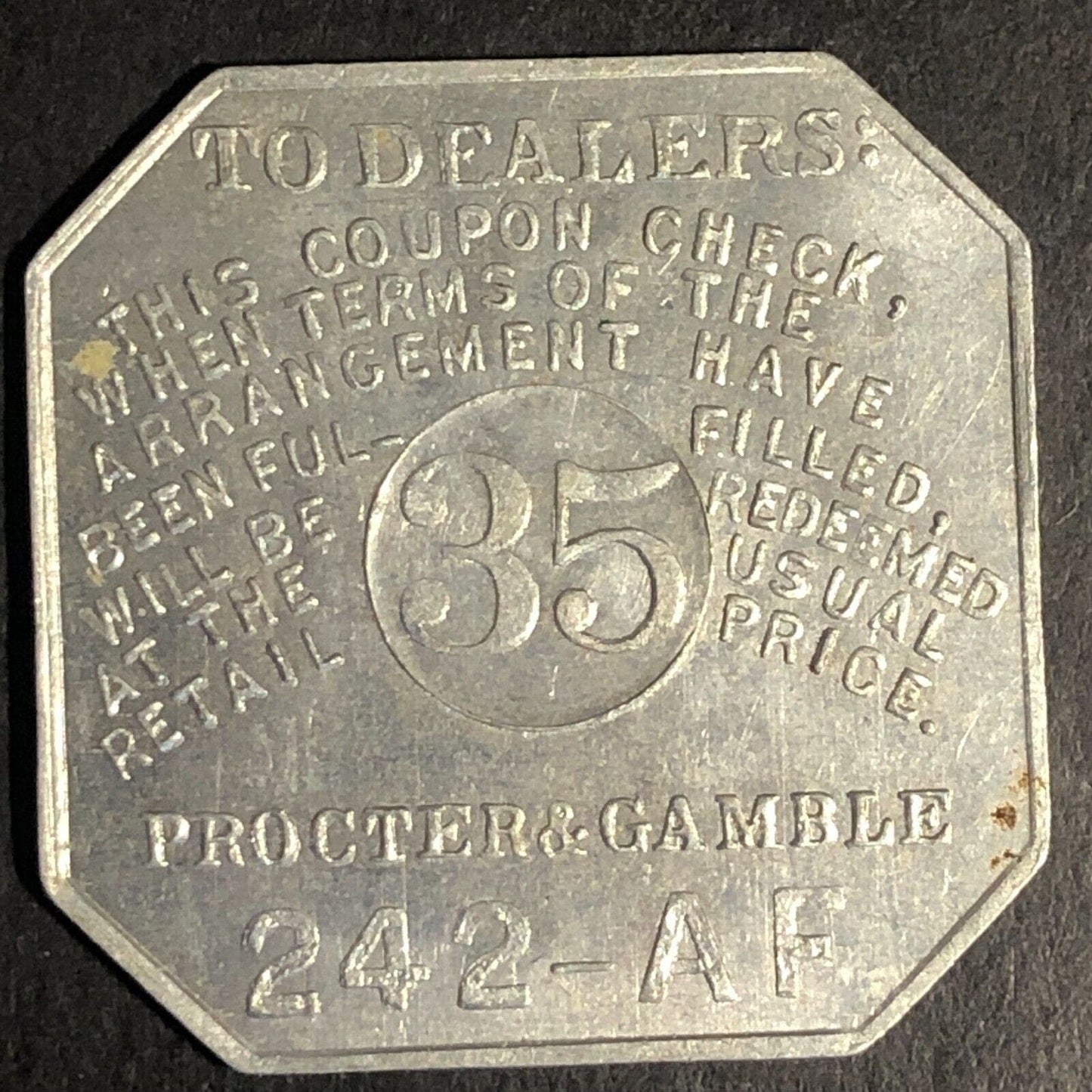 Ivory Flakes Soap Procter and Gamble Alum Trade Token "35" 28mm c1920-30's