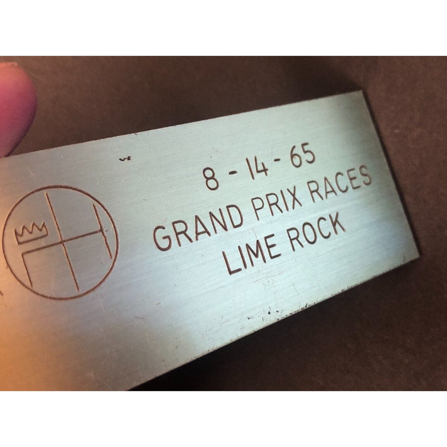BSCOA 1965 Grand Prix Races Lime Rock Brass Dash Wall Plaque - 8/14/65