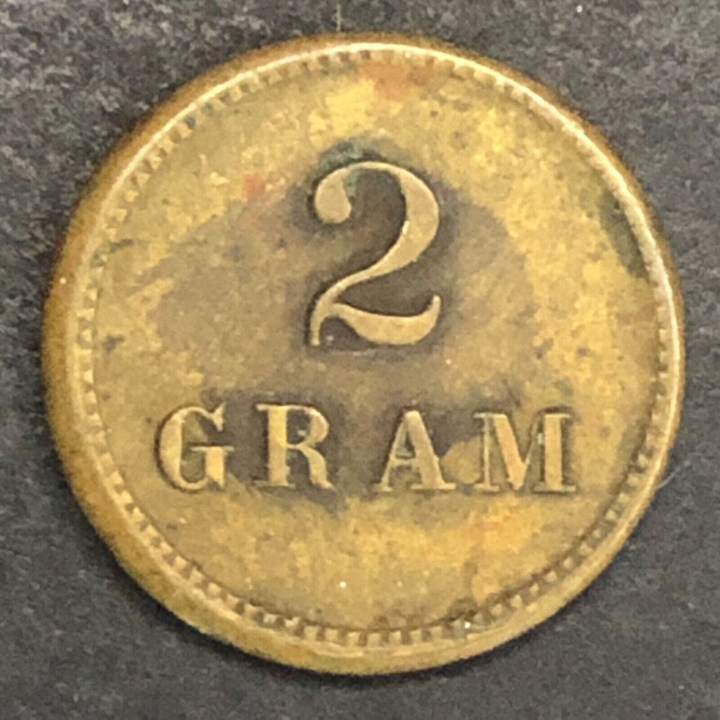 Apothecary Weight 2 Gram Brass Token 15.4mm Scarce