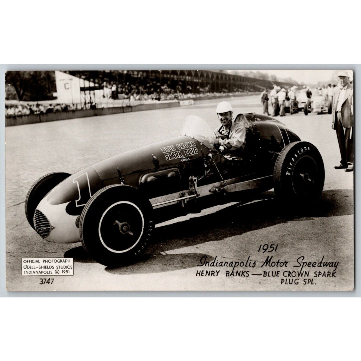 Indy 500 RPPC Postcard "1951 Henry Banks" Official Race Photo Unposted VGC