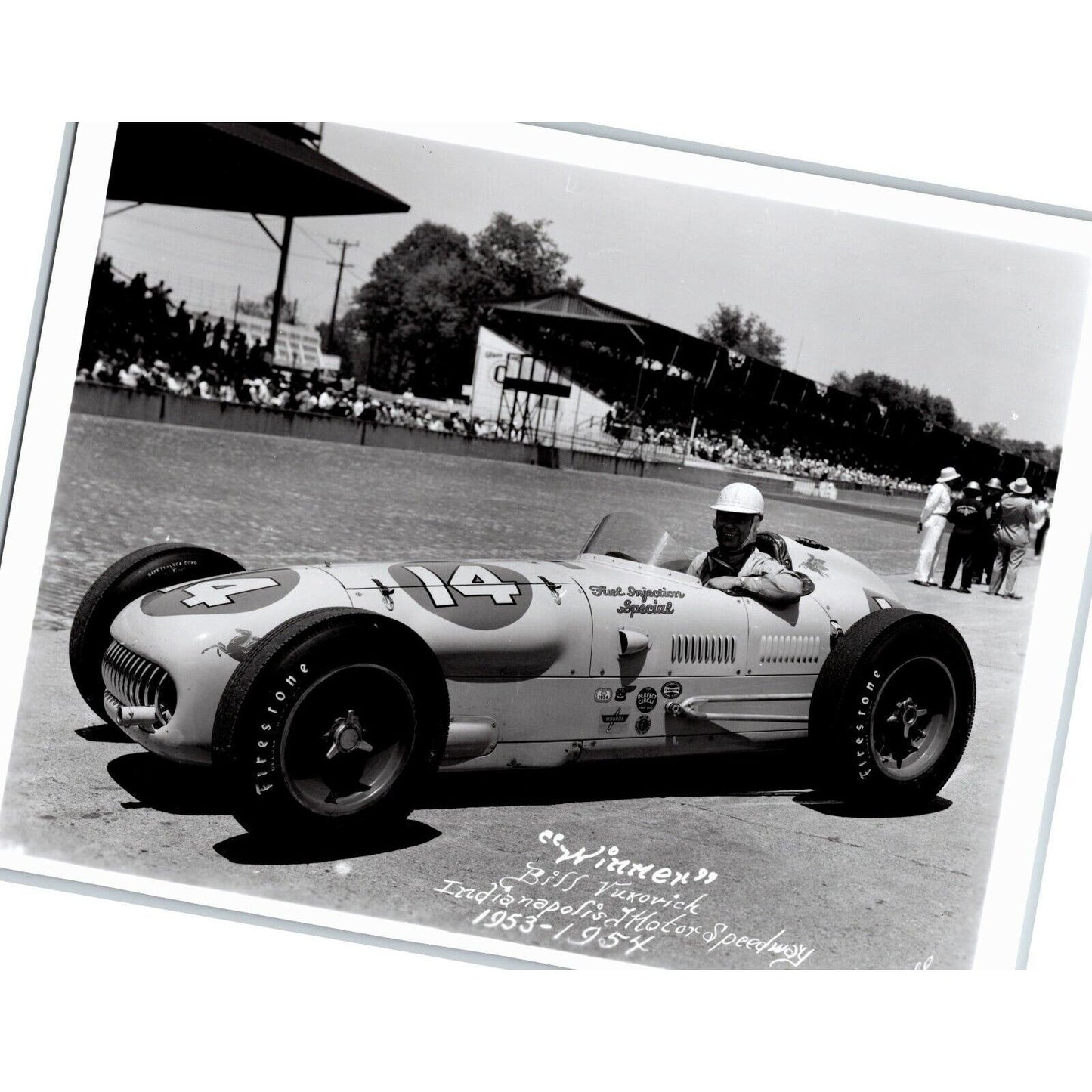 Bill Vukovich Indy 500 Winner 1954 - 8 x 10 Glossy B&W Photograph VGC Stamped