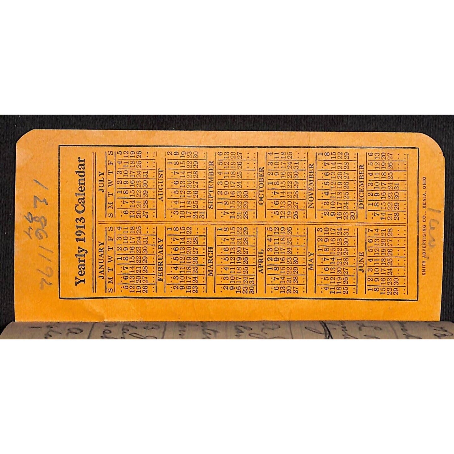 Lynchburg, VA Thornhill Wagon Co. F.F. Hepler Millboro 1913 Note Book Calendar