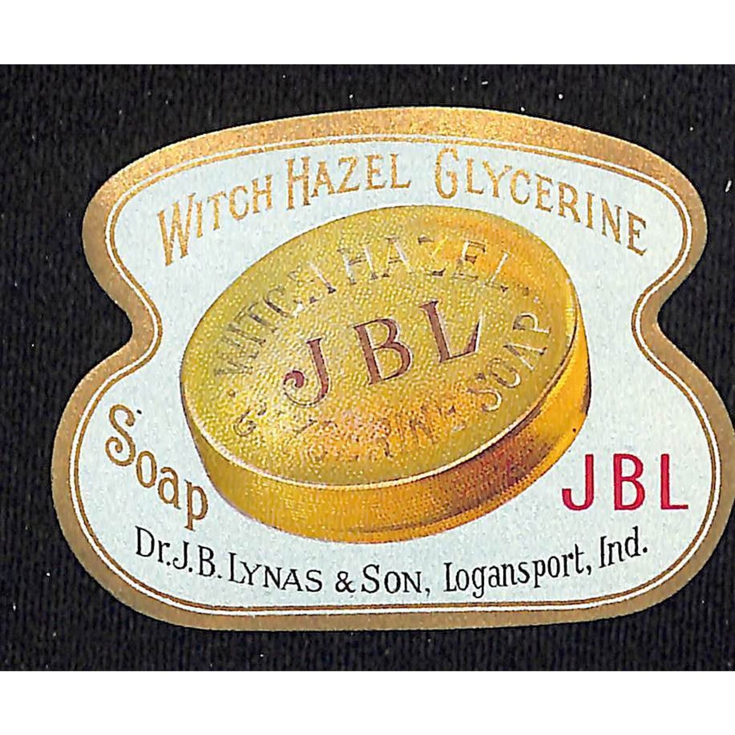 Witch Hazel Glycerine Soap JBL Logansport, IN Vintage Paper Label NOS VGC Gilt