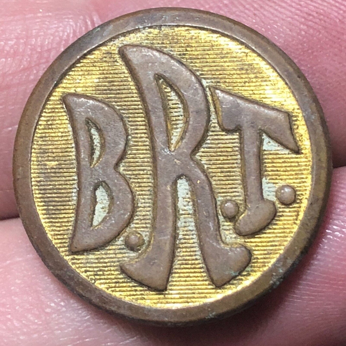 Brooklyn Rapid Transit Company (BRT) Brass Uniform Button 3/4" Kenyon - Scarce