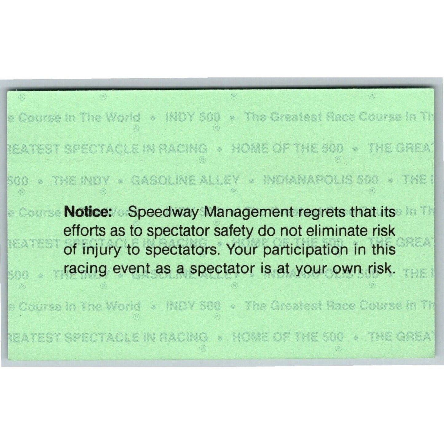 2000 Indy 500 Practice Day Grounds Admission Ticket Pass Card IMS #03557 VGC